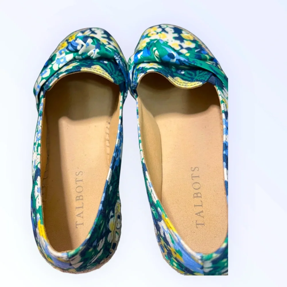 💙Talbots Izzy Knot Women's Floral Espadrilles - Green and Yellow